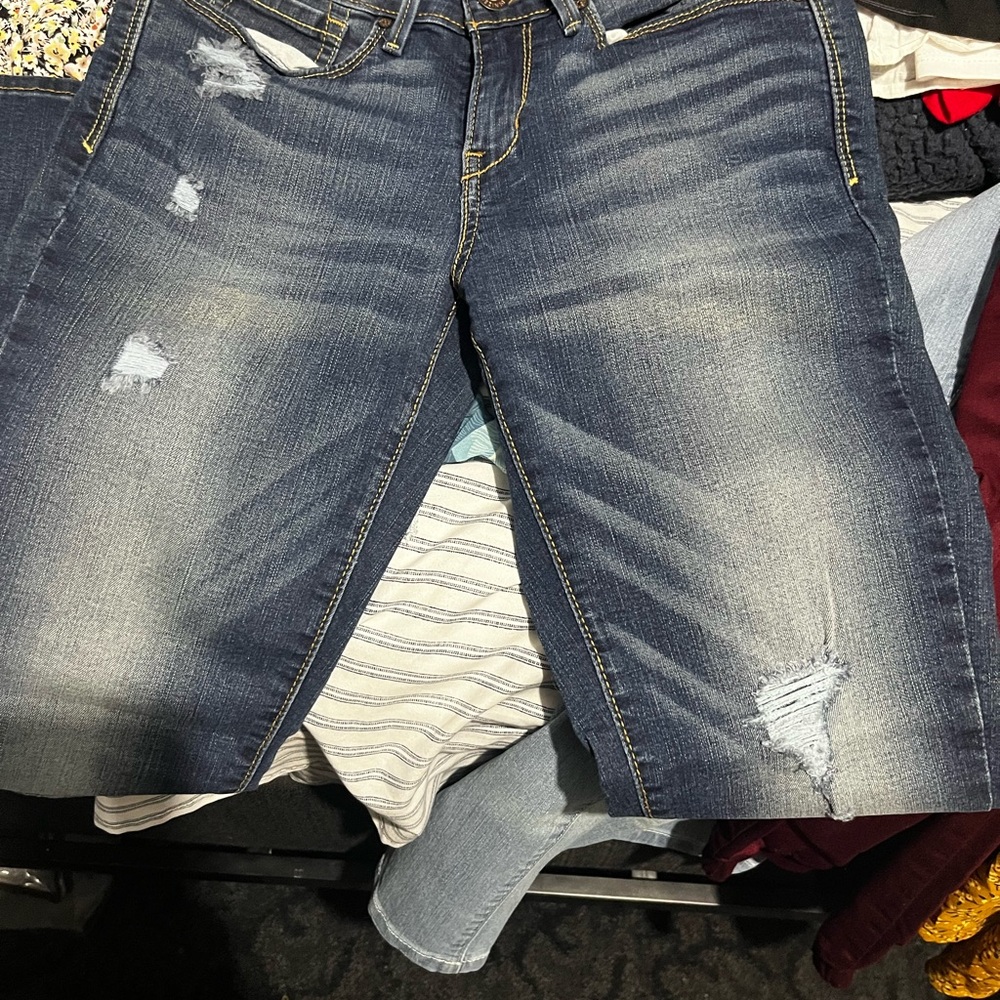 Denizen from Levi's Distressed Dark Blue Boyfriend Jeans